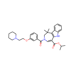 CC(C)OC(=O)C1=CN(C(=O)c2cccc(OCCN3CCCCC3)c2)CC(C)(C)c2c1[nH]c1ccccc21 ZINC000045372684