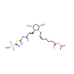 CC(C)OC(=O)CCC/C=C\C[C@H]1[C@@H](O)C[C@@H](O)[C@@H]1/C=C/C(=O)Nc1nnc(S(N)(=O)=O)s1 ZINC000095585579