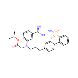 CC(C)OC(=O)CN(CCCc1ccc(-c2ccccc2S(N)(=O)=O)cc1)c1cccc(C(=N)N)c1 ZINC000026844167