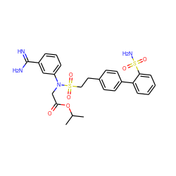 CC(C)OC(=O)CN(c1cccc(C(=N)N)c1)S(=O)(=O)CCc1ccc(-c2ccccc2S(N)(=O)=O)cc1 ZINC000026842395