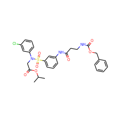 CC(C)OC(=O)CN(c1cccc(Cl)c1)S(=O)(=O)c1cccc(NC(=O)CCNC(=O)OCc2ccccc2)c1 ZINC000029129547