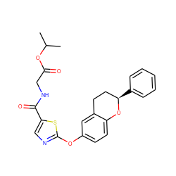 CC(C)OC(=O)CNC(=O)c1cnc(Oc2ccc3c(c2)CC[C@@H](c2ccccc2)O3)s1 ZINC000145511081