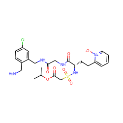 CC(C)OC(=O)CS(=O)(=O)N[C@@H](CCc1cccc[n+]1[O-])C(=O)NCC(=O)NCc1cc(Cl)ccc1CN ZINC000028706163