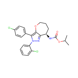 CC(C)OC(=O)N[C@@H]1CCCOc2c1nn(-c1ccccc1Cl)c2-c1ccc(Cl)cc1 ZINC000084653531