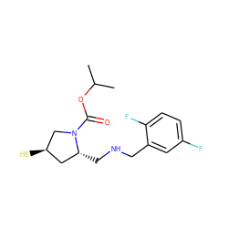 CC(C)OC(=O)N1C[C@H](S)C[C@H]1CNCc1cc(F)ccc1F ZINC000013607953