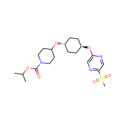 CC(C)OC(=O)N1CCC(O[C@H]2CC[C@H](Oc3cnc(S(C)(=O)=O)cn3)CC2)CC1 ZINC000473104166