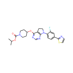 CC(C)OC(=O)N1CCC(Oc2ncnc3c2CCN3c2ccc(-c3nccs3)cc2F)CC1 ZINC000088385399