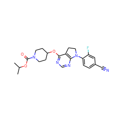 CC(C)OC(=O)N1CCC(Oc2ncnc3c2CCN3c2ccc(C#N)cc2F)CC1 ZINC000088385467