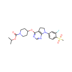 CC(C)OC(=O)N1CCC(Oc2ncnc3c2CCN3c2ccc(S(C)(=O)=O)c(F)c2)CC1 ZINC000095573940