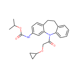 CC(C)OC(=O)Nc1ccc2c(c1)N(C(=O)COC1CC1)c1ccccc1CC2 ZINC000653710177