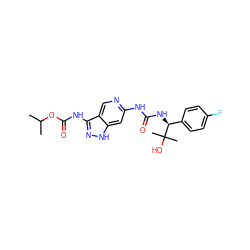 CC(C)OC(=O)Nc1n[nH]c2cc(NC(=O)N[C@@H](c3ccc(F)cc3)C(C)(C)O)ncc12 ZINC001772573033