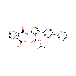 CC(C)OC(=O)c1c(-c2ccc(-c3ccccc3)cc2)csc1NC(=O)[C@H]1[C@@H](C(=O)O)[C@H]2C=C[C@H]1C2 ZINC000101316994