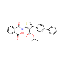 CC(C)OC(=O)c1c(-c2ccc(-c3ccccc3)cc2)csc1NC(=O)c1ccccc1C(=O)O ZINC000045355194