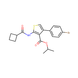 CC(C)OC(=O)c1c(-c2ccc(Br)cc2)csc1NC(=O)C1CCC1 ZINC000002088974