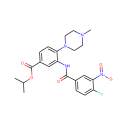 CC(C)OC(=O)c1ccc(N2CCN(C)CC2)c(NC(=O)c2ccc(F)c([N+](=O)[O-])c2)c1 ZINC001772646379