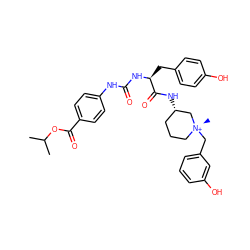 CC(C)OC(=O)c1ccc(NC(=O)N[C@@H](Cc2ccc(O)cc2)C(=O)N[C@H]2CCC[N@@+](C)(Cc3cccc(O)c3)C2)cc1 ZINC000253669594