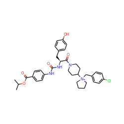 CC(C)OC(=O)c1ccc(NC(=O)N[C@@H](Cc2ccc(O)cc2)C(=O)N2CCC([N+]3(Cc4ccc(Cl)cc4)CCCC3)CC2)cc1 ZINC000095559782