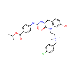 CC(C)OC(=O)c1ccc(NC(=O)N[C@@H](Cc2ccc(O)cc2)C(=O)NCC[N+](C)(C)Cc2ccc(Cl)cc2)cc1 ZINC000095561744