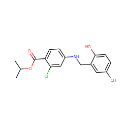 CC(C)OC(=O)c1ccc(NCc2cc(O)ccc2O)cc1Cl ZINC000001650609