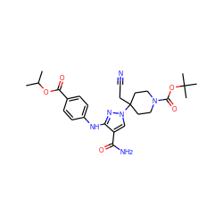 CC(C)OC(=O)c1ccc(Nc2nn(C3(CC#N)CCN(C(=O)OC(C)(C)C)CC3)cc2C(N)=O)cc1 ZINC000204970848