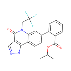 CC(C)OC(=O)c1ccccc1-c1ccc2c3[nH]ncc3c(=O)n(CC(F)(F)F)c2c1 ZINC000205508394