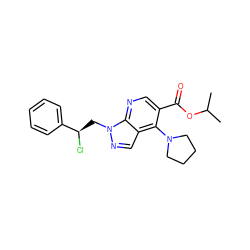 CC(C)OC(=O)c1cnc2c(cnn2C[C@@H](Cl)c2ccccc2)c1N1CCCC1 ZINC000013675503