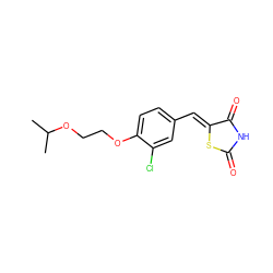 CC(C)OCCOc1ccc(/C=C2\SC(=O)NC2=O)cc1Cl ZINC000096282303