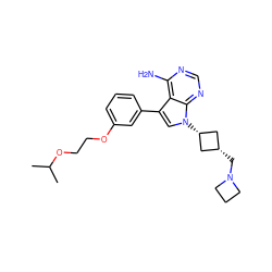 CC(C)OCCOc1cccc(-c2cn([C@H]3C[C@@H](CN4CCC4)C3)c3ncnc(N)c23)c1 ZINC000653718539