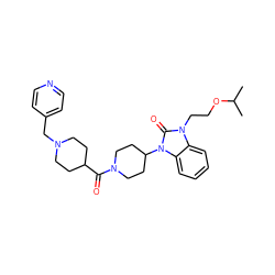 CC(C)OCCn1c(=O)n(C2CCN(C(=O)C3CCN(Cc4ccncc4)CC3)CC2)c2ccccc21 ZINC000058592859