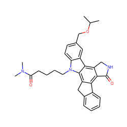 CC(C)OCc1ccc2c(c1)c1c3c(c4c(c1n2CCCCC(=O)N(C)C)Cc1ccccc1-4)C(=O)NC3 ZINC000028370538