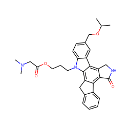 CC(C)OCc1ccc2c(c1)c1c3c(c4c(c1n2CCCOC(=O)CN(C)C)Cc1ccccc1-4)C(=O)NC3 ZINC000003955614