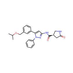 CC(C)OCc1cccc(-c2cc(NC(=O)[C@H]3CNC(=O)C3)nn2-c2ccccc2)c1 ZINC000169707224