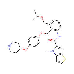 CC(C)OCc1cccc(NC(=O)c2cc3sccc3n2C)c1COc1ccc(OC2CCNCC2)cc1 ZINC001772625046