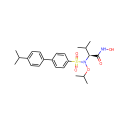 CC(C)ON([C@H](C(=O)NO)C(C)C)S(=O)(=O)c1ccc(-c2ccc(C(C)C)cc2)cc1 ZINC000043075517