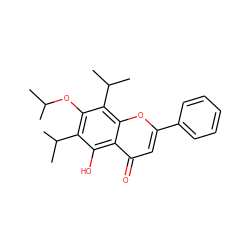 CC(C)Oc1c(C(C)C)c(O)c2c(=O)cc(-c3ccccc3)oc2c1C(C)C ZINC000013558402