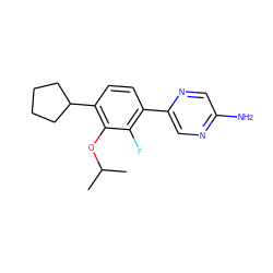 CC(C)Oc1c(C2CCCC2)ccc(-c2cnc(N)cn2)c1F ZINC000224548516