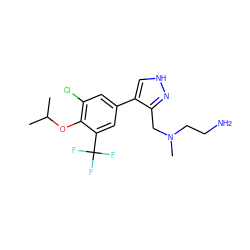 CC(C)Oc1c(Cl)cc(-c2c[nH]nc2CN(C)CCN)cc1C(F)(F)F ZINC000474609988