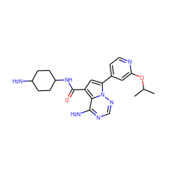 CC(C)Oc1cc(-c2cc(C(=O)NC3CCC(N)CC3)c3c(N)ncnn23)ccn1 ZINC000169704068