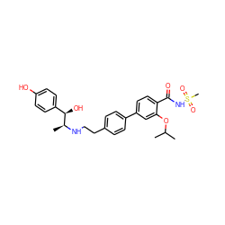 CC(C)Oc1cc(-c2ccc(CCN[C@@H](C)[C@H](O)c3ccc(O)cc3)cc2)ccc1C(=O)NS(C)(=O)=O ZINC000043060373