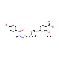 CC(C)Oc1cc(-c2ccc(CCN[C@@H](C)[C@H](O)c3ccc(O)cc3)cc2)ccc1C(=O)O ZINC000003933379