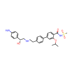 CC(C)Oc1cc(-c2ccc(CCNC[C@H](O)c3ccc(N)cc3)cc2)ccc1C(=O)NS(C)(=O)=O ZINC000040950533