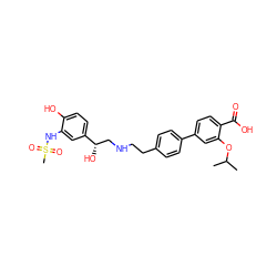 CC(C)Oc1cc(-c2ccc(CCNC[C@H](O)c3ccc(O)c(NS(C)(=O)=O)c3)cc2)ccc1C(=O)O ZINC000040893656