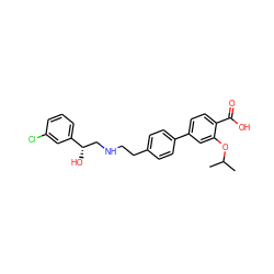 CC(C)Oc1cc(-c2ccc(CCNC[C@H](O)c3cccc(Cl)c3)cc2)ccc1C(=O)O ZINC000029131855