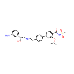 CC(C)Oc1cc(-c2ccc(CCNC[C@H](O)c3cccc(N)c3)cc2)ccc1C(=O)NS(C)(=O)=O ZINC000043122116