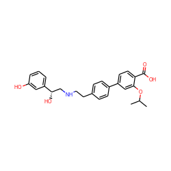 CC(C)Oc1cc(-c2ccc(CCNC[C@H](O)c3cccc(O)c3)cc2)ccc1C(=O)O ZINC000040391198