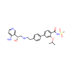 CC(C)Oc1cc(-c2ccc(CCNC[C@H](O)c3cnccc3N)cc2)ccc1C(=O)NS(C)(=O)=O ZINC000045498864