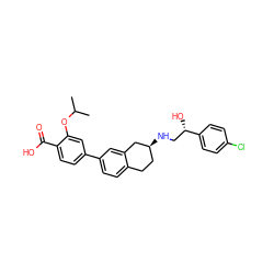 CC(C)Oc1cc(-c2ccc3c(c2)C[C@@H](NC[C@H](O)c2ccc(Cl)cc2)CC3)ccc1C(=O)O ZINC000040380481