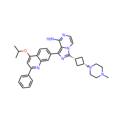 CC(C)Oc1cc(-c2ccccc2)nc2cc(-c3nc([C@H]4C[C@@H](N5CCN(C)CC5)C4)n4ccnc(N)c34)ccc12 ZINC000261095445