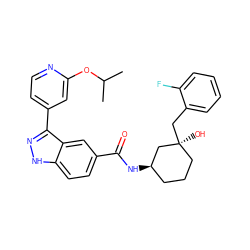 CC(C)Oc1cc(-c2n[nH]c3ccc(C(=O)N[C@@H]4CCC[C@](O)(Cc5ccccc5F)C4)cc23)ccn1 ZINC000200793515