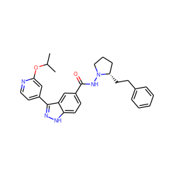 CC(C)Oc1cc(-c2n[nH]c3ccc(C(=O)NN4CCC[C@@H]4CCc4ccccc4)cc23)ccn1 ZINC000217725999